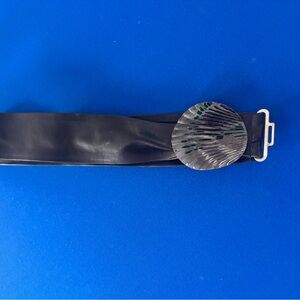 Black Belt with Silver Shell Buckle